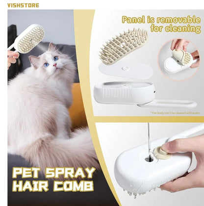 Steam Brush for Cats and Dogs, 3 in 1 Steamy pet brush