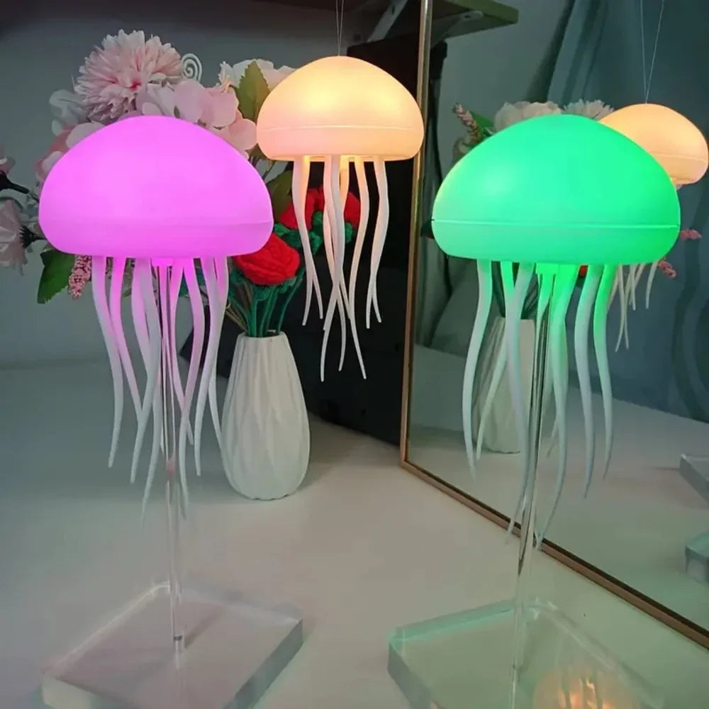 Vibbang LED Smart Jellyfish Night Light, Jellyfish Mood Light, Voice Control Charging Jellyfish Shape Night Light, for Decoration